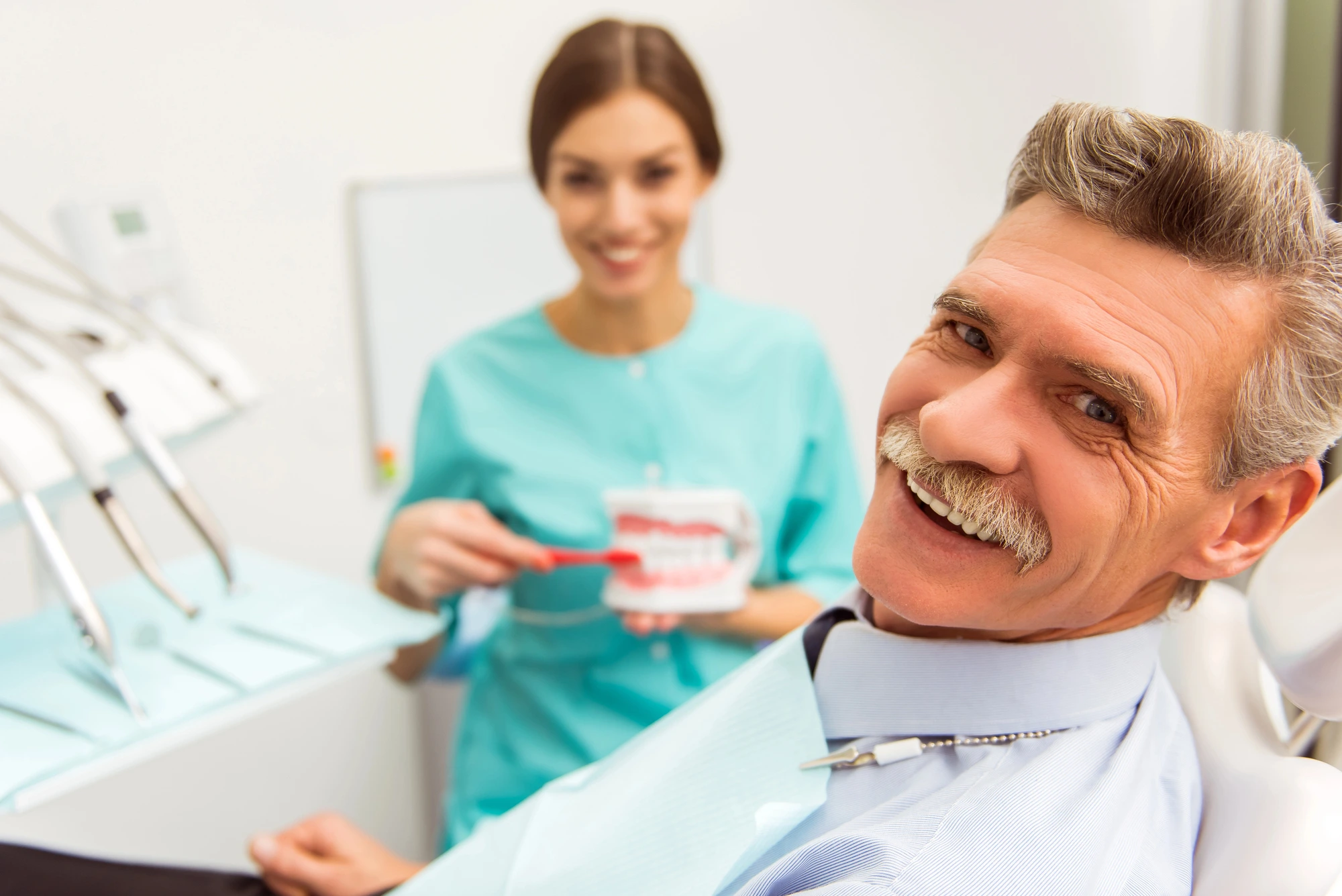 Man getting ready for his dentures with Fort Pierce Dentist